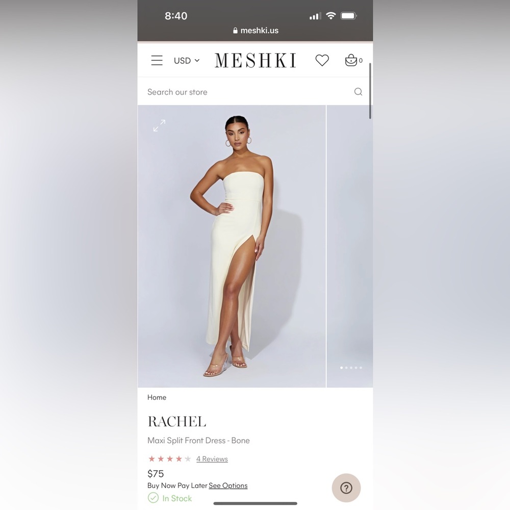 Meshki Cream/white strapless dress